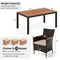 7-Piece Outdoor Rattan Dining Set with Acacia Wood Table and Cushioned Chairs for Patio Garden